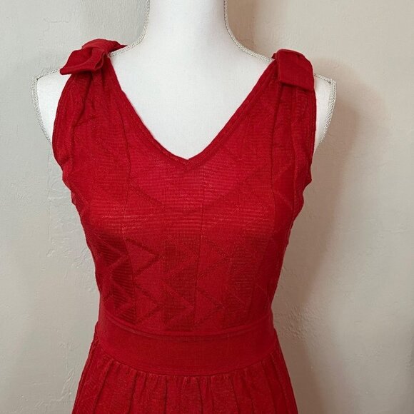 M by Missoni Red Zig Zag Bow Shoulder Knit Dress Fully Lined Size Small - Picture 4 of 13